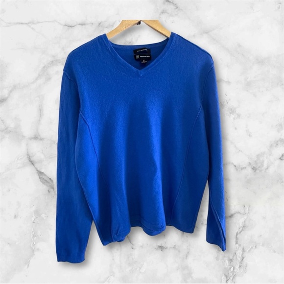 INC International Concepts Merino Wool sweater Blue V Neck soft long sleeve - Picture 2 of 14